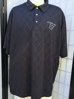 George Black Diamond-Pattern Golf Polo Mens Shirt